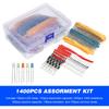 1400PCS Electronic Components Assortment Kit Assorted Electric Element Starter Kit with 1 4W Resistance LED Diode