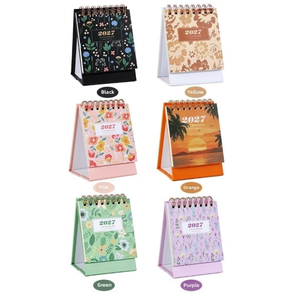 Mini 2027 Desk Calendar Floral Pattern Standing Calendar New Mini Calendar Home Office