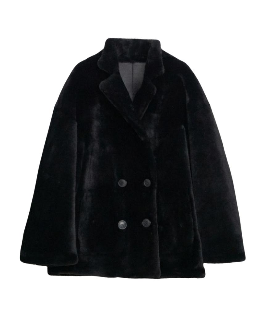 Rua Toscana Merino Real Shearling Coat (Black) 66-77 (Made To Order)