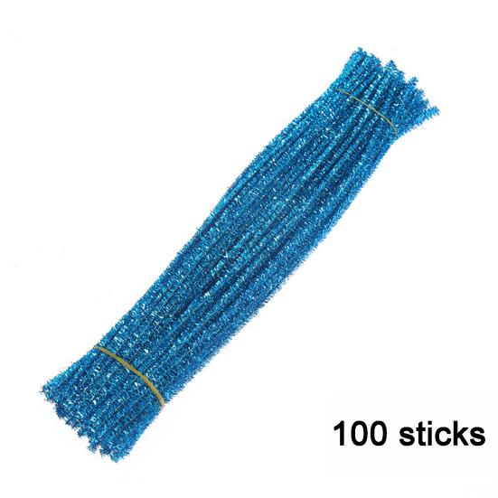 100Pcs Glitter Chenille Stems Flexible Bendable Plush Tinsel Stems Kids Educational DIY Craft Supplies Toys Crafting
