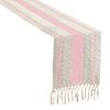 Nordic Style Table Runner Color Block Design Easy To Clean Table Flag with Tassel Christmas Dinner Table Accessory