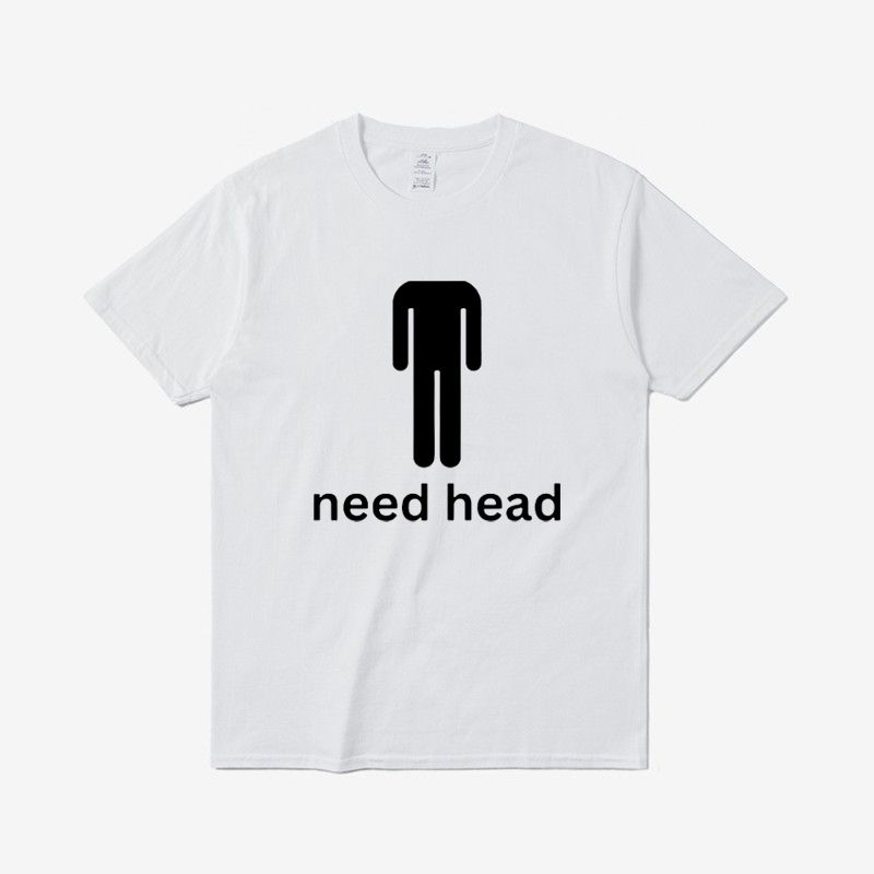 Need Head: A Multi-color Printed T-shirt with A Round Neck, Short Sleeve, Loose and Versatile, Suitable for Both Men and Women