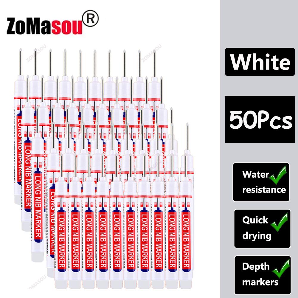 20mm 1-100Pcs Waterproof Deep Hole Marker Long Head Markers Pen Woodworking for Metal Carpenter White/Black/Red/Blue/Green Ink