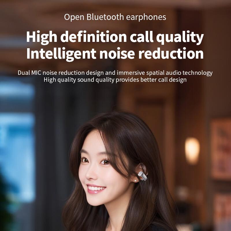 New V12 Earphones Wireless Bluetooth 5.3 Open Headsets HiFi Stereo Sport Earbuds HD Mic Call Ear Clip Headphones