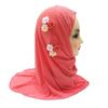 Jersey Material Girls Hijab Flower Design Islamic Headscarf Cute Kids Hijab  Eid