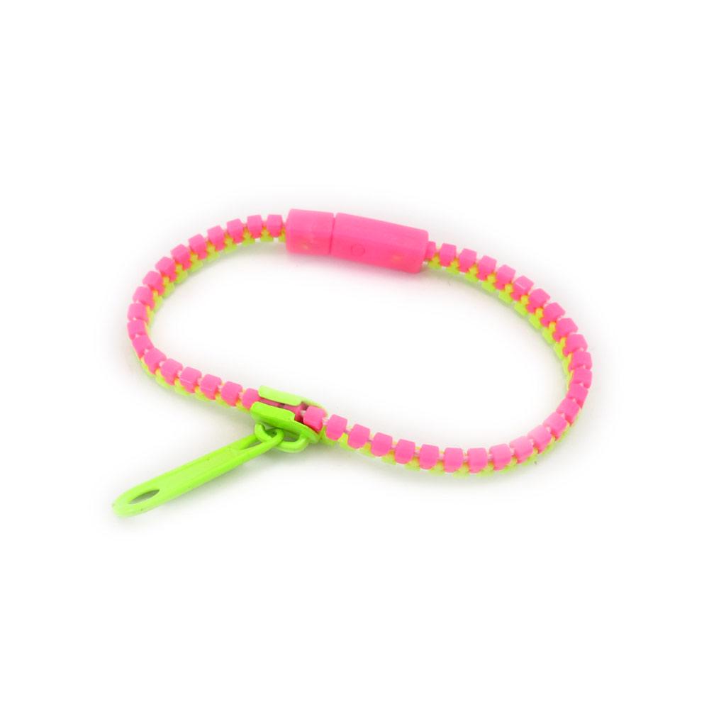 Les Trésors De Lily [K0434] — Браслет из смолы розово-зеленого цвета с застежкой-молнией, длина 6 мм.