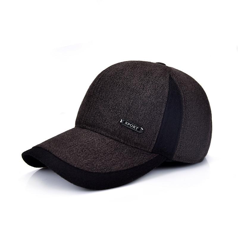 Fashionable Black Gray Coffee Winter Baseball Cap For Men With Warm Cotton Fabric