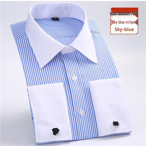 2018 Новое поступление Мужская рубашка больших размеров с французскими манжетами, длинным рукавом, деловая, с вышитым логотипом на заказ