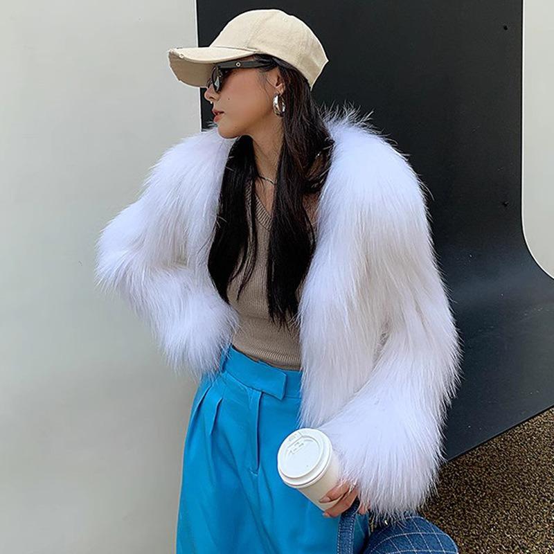 Свободная женская шуба из меха, роскошная утолщенная пушистая куртка с длинным рукавом, теплая осенне-зимняя верхняя одежда из искусственного меха для снега