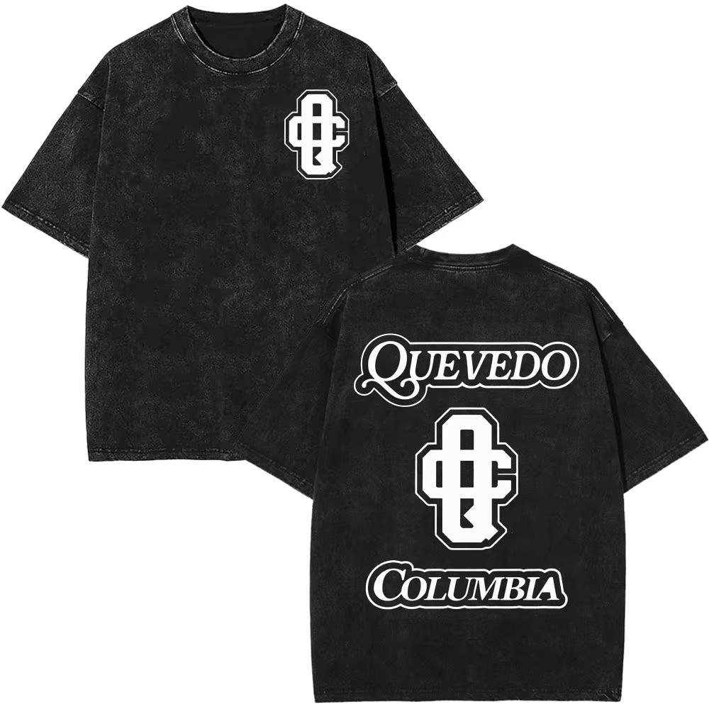 Rapper Quevedo Buenas Noches Vintage Washed T Shirt Mens High Quality Short Sleeve Tshirts Fashion Oversized Harajuku Tshirts