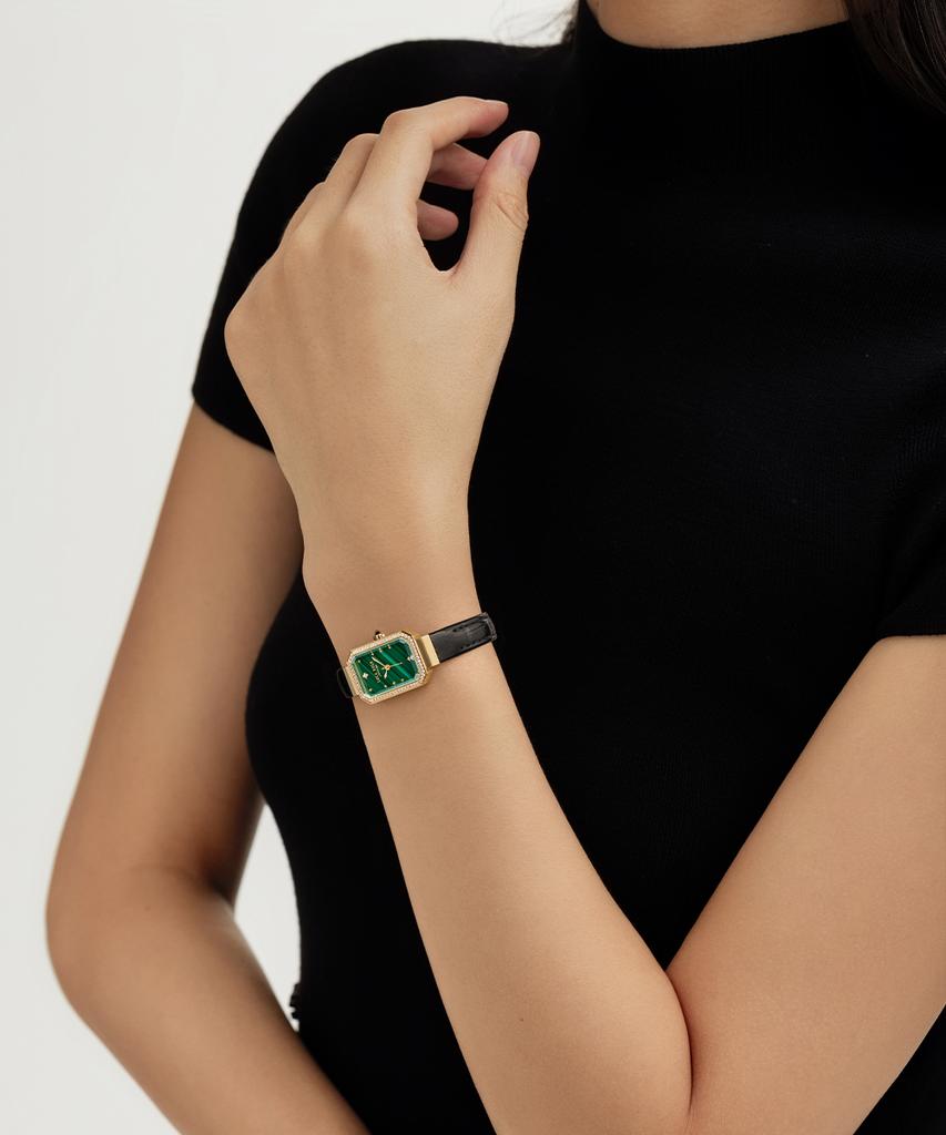 Lollalojeu Ms Lola Malachite Zirconia Women'S Leather Watch