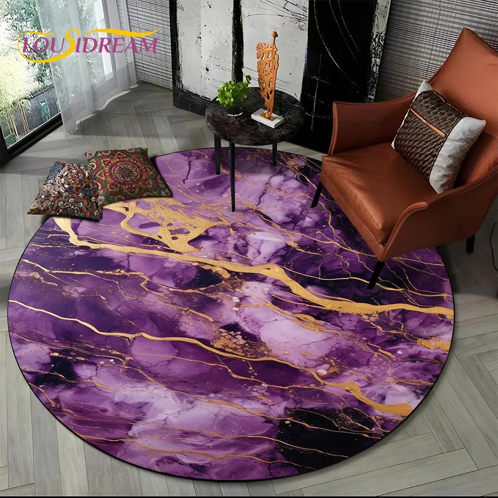 3D Colour Luxurious Marble Green Blue Gold Round Carpet Rug for Living Room Bedroom Child Chair Decor,Pet Area Rug Non slip Mat