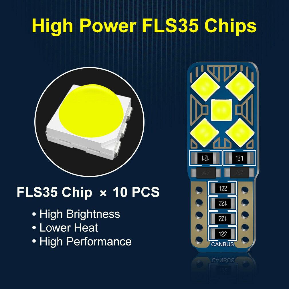 10 шт. T10 W5W светодиодные лампы Canbus для салона автомобиля BMW Mercedes чтение парковочного габарита боковые габаритные огни белый синий фонарь багажника без ошибок 12 В