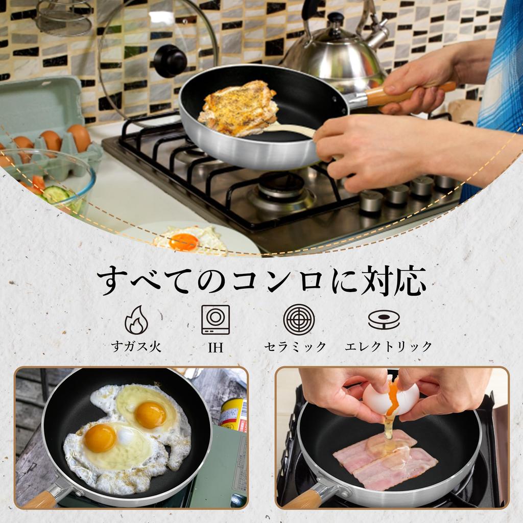 Сковорода 20 см ih Сковорода совместимая Толстое дно Алюминиевая сковорода Сделано умелыми мастерами Ручка из натурального дерева 20 см Сковорода MOTT Select IH/газ