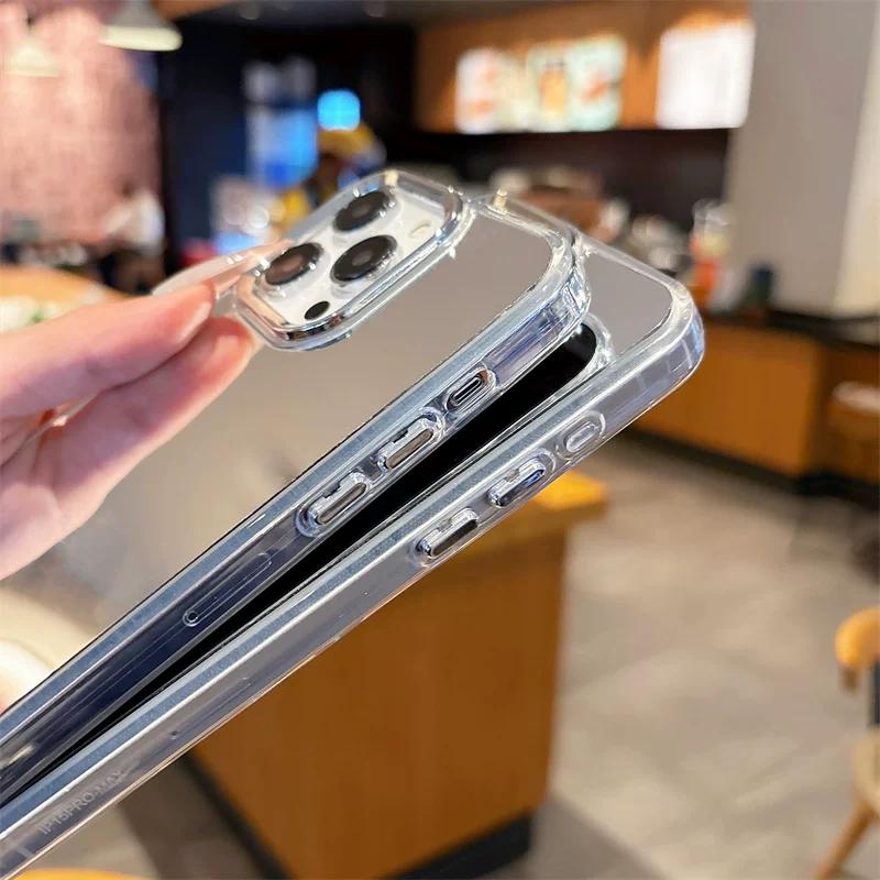 Простой противоударный посеребренный чехол для телефона с зеркалом для макияжа Подходит для itel A05s A50 A60 A60s A70 A80 P40 P55 4G T S23 S23+ S25 Ultra