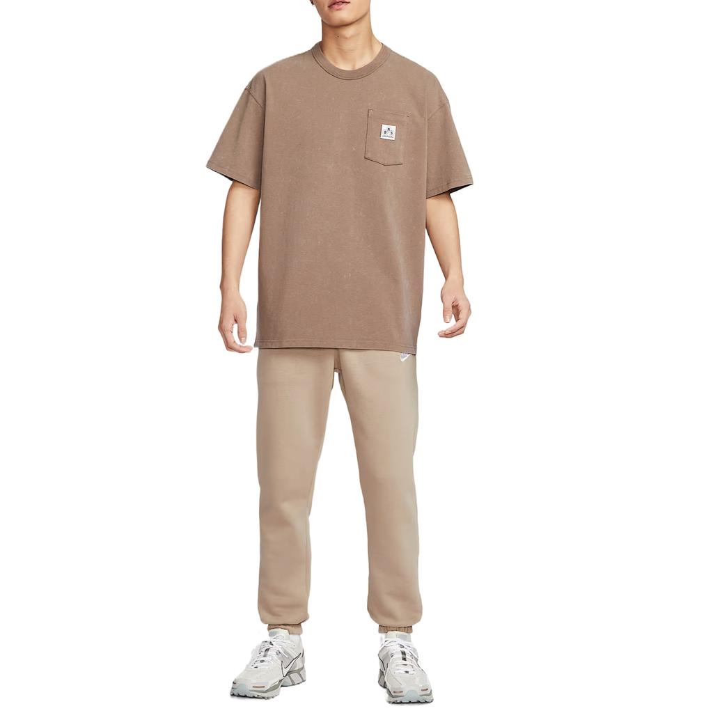 Nike Спортивная одежда Удобная Модная Универсальная Простая Однотонная Футболка с коротким рукавом с надписью Мужские топы Норковый коричневый IF0621214