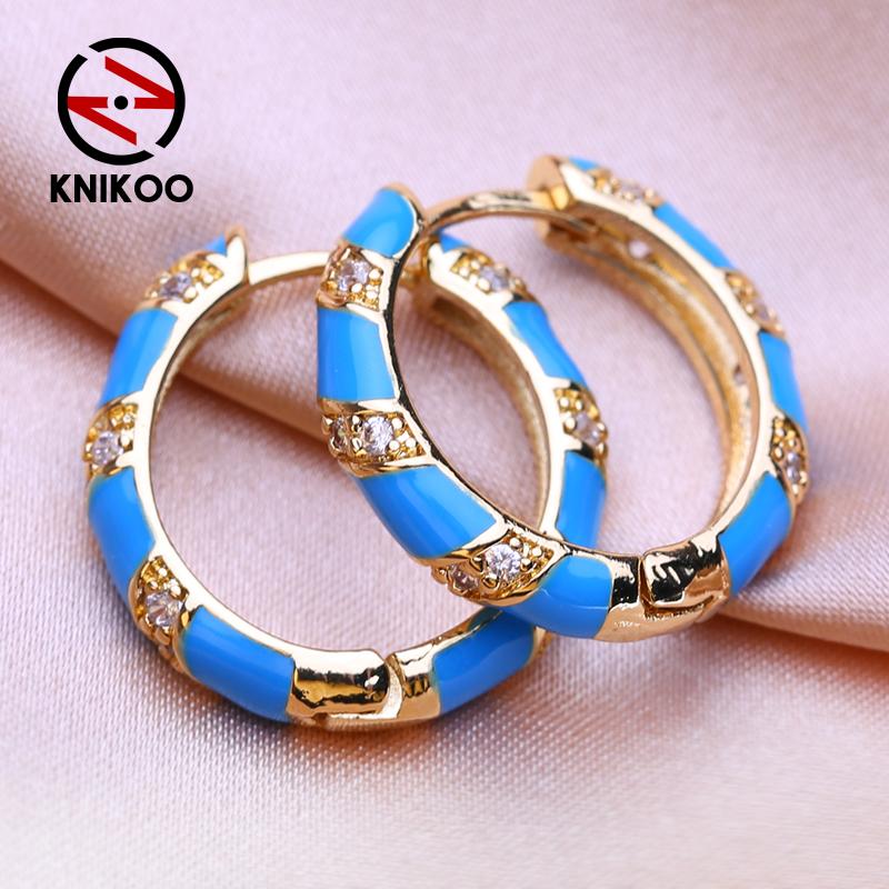 KNIKOO Round Clip Earrings For Women Fashion Hoop Earrings Jewerly For Wedding Party Gifts Cubic Zirconia CZ Earrings