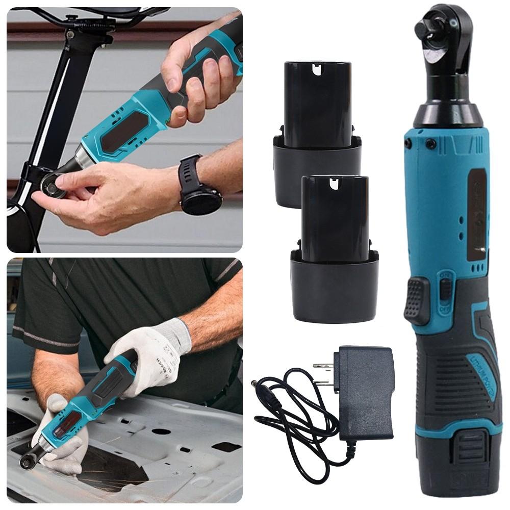 3/8" 12V Cordless Ratchet Wrench Electric Wrench Right Angle Wrench Drill Screwdriverl Screw Nut Repair Tool