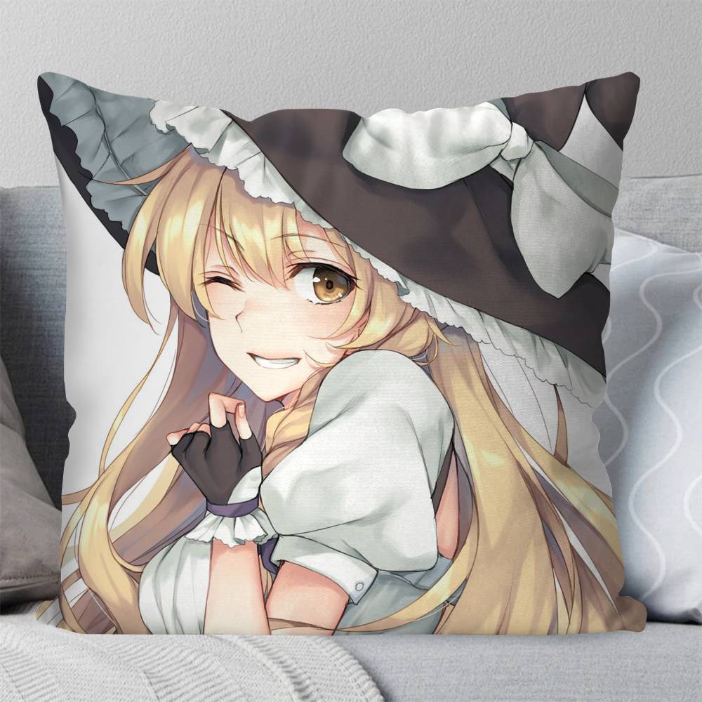 Marisa Kirisame Comic Game Touhou PProject Pillow Case Fashion Square Pillowcase Bedroom Sofa Room Ins Decoration Leisure