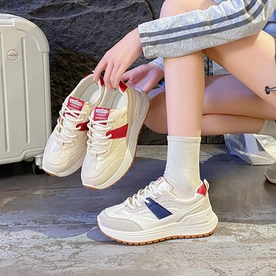 Ins корейская версия новой женской обуви для пап 2025 года, весна, студенческие беговые спортивные туфли на толстой подошве, увеличивающие рост, повседневная обувь для женщин K6906