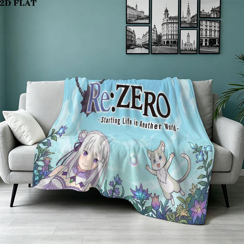 1PC Re Zero Patterned Flannel Blanket Suitable For All Seasons For Home Decor Warmth And Comfort Gifts Holiday Present
