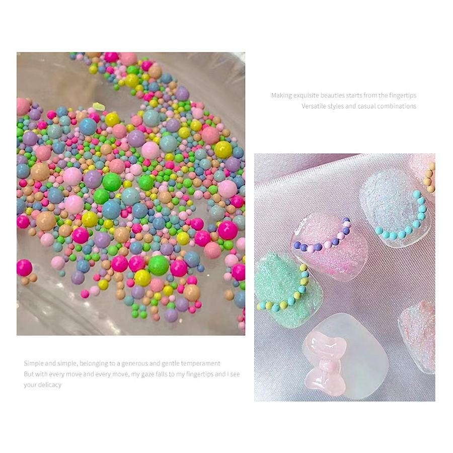 Бусины для дизайна ногтей ярких цветов, бусины из макаронной икры, 3D стальной шарик для украшения дизайна ногтей
