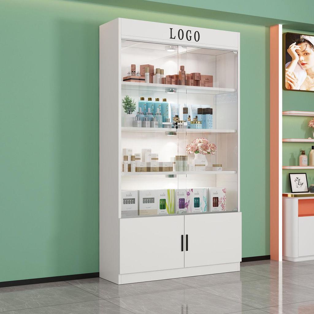 Стеклянный витринный шкаф с замком для косметики для салона красоты