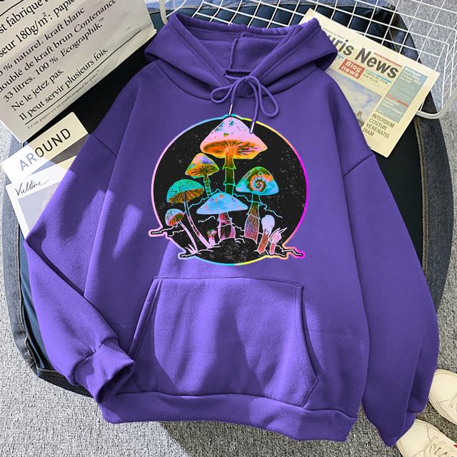 Garden of Shrooms красочный неоновый принт унисекс/женская хлопковая толстовка с капюшоном повседневный пуловер большого размера Популярная толстовка трендовая одежда унисекс