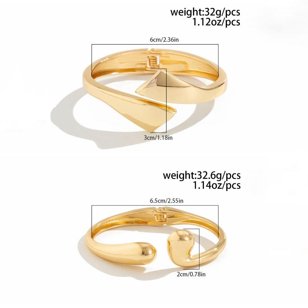 Smooth Surface Open Bangle Light Luxury Geometric Bracelet Water Drop Shaped Bangles  Decoration