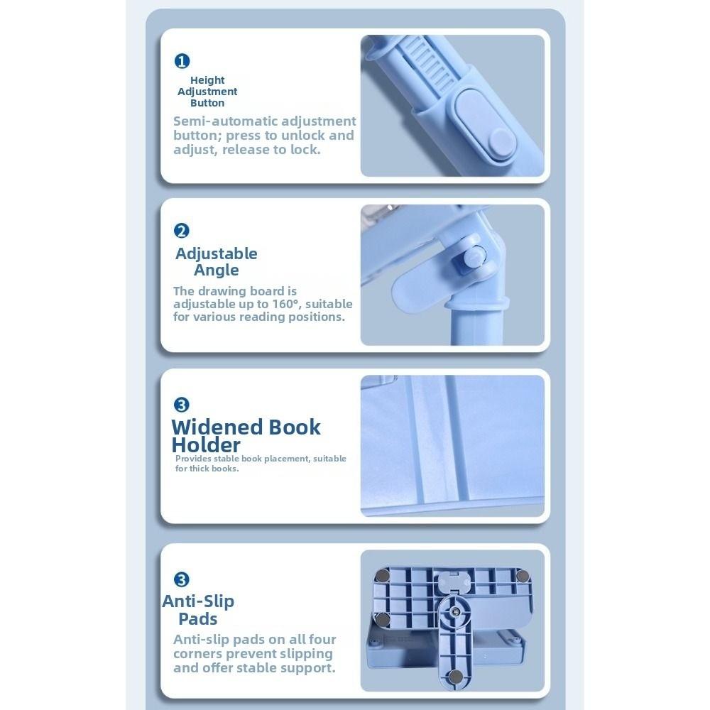 Multifunctional Desk Books Stand Adjustable Angle Height Lifting Landing Book Holder Student
