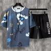 Cute Summer Casual Sets Men's Cute Short-sleeved T-shirt and Breathable Loose Shorts Two-pieces Sets Sports Suit Trend Male Tee