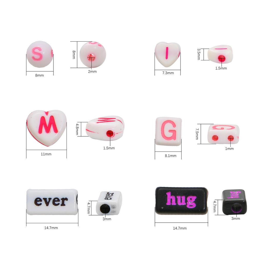Акриловые бусины с буквами и геометрическими фигурами, алфавитные и фигурные подвески для изготовления украшений своими руками