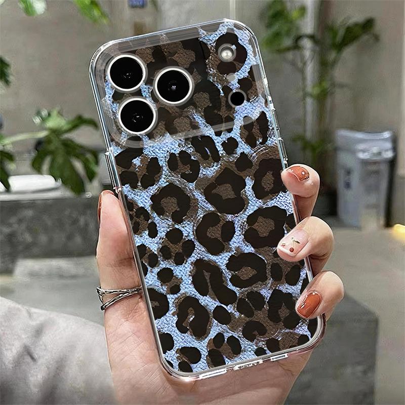 Чехол с леопардовым принтом для iPhone 17 Pro Max Чехол iPhone 16 Pro Max 15 14 13 11 17E Ударопрочный Прозрачный Мягкий ТПУ Силиконовый Чехол