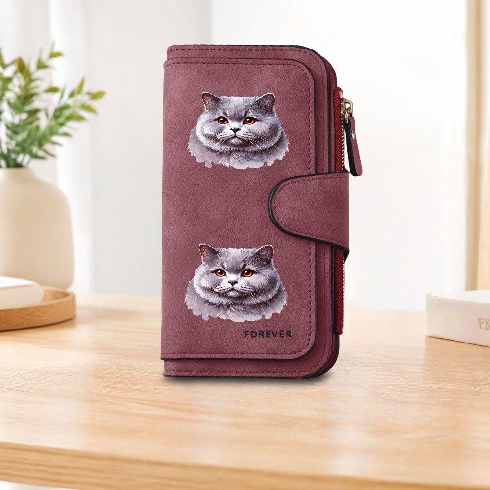 Кошка Британская короткошерстная, Кошелек на длинной молнии, Держатель для карт большой емкости, Унисекс клатч-сумка, Модный кошелек-монетница на молнии, Подходит для повседневного использования, A
