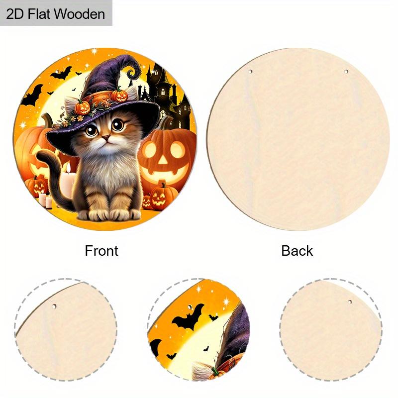 Halloween Wooden Sign with Adorable Cat Pattern - Charming Figurine Ornaments - Ideal for Front Door, Wall, Room Decor