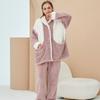 Утолщенные фланелевые пижамы, женская зимняя домашняя одежда, зимняя французская винтажная шикарная элегантная домашняя одежда, свободная повседневная шик