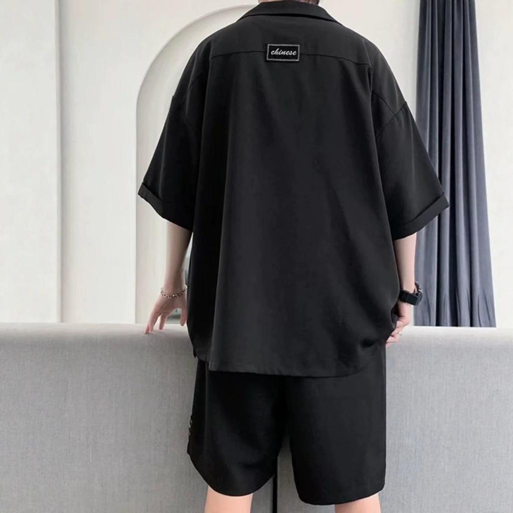 Men's Summer Casual Short Sleeve Shirt & Shorts Two-Piece Set