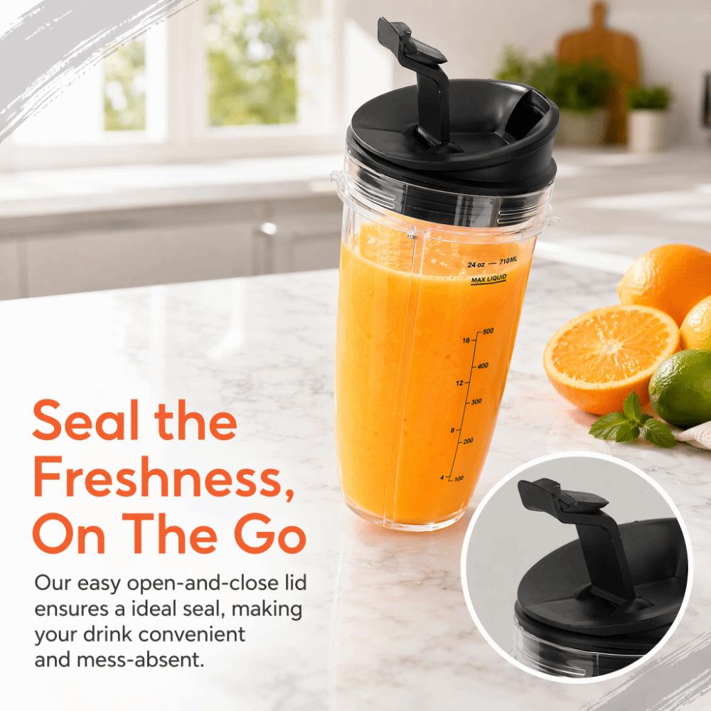 Transparent+Black Blender Cup Leak Proof Blender Tumbler for Ninja BL480BL482 Gym Use