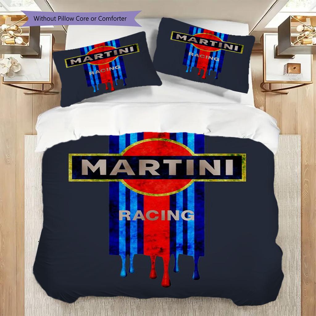 Martini Heritage Theme Bedding (1 * duvet cover + 2 * pillowcase, without core) 2D Flat Christmas birthday gift Bedding set Duvet cover and pillowcase