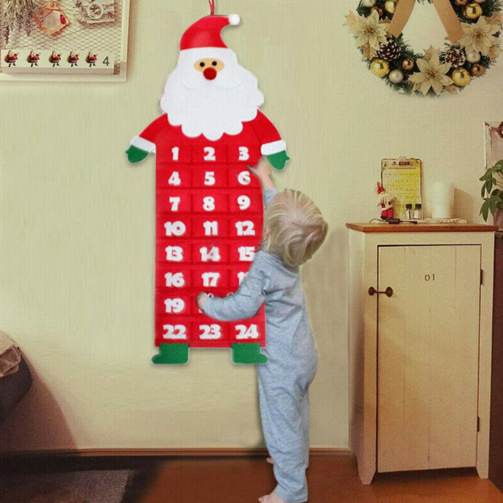 Большой рождественский адвент-календарь из фетра с карманами, товары для декора вечеринки в виде снеговика с Санта-оленем