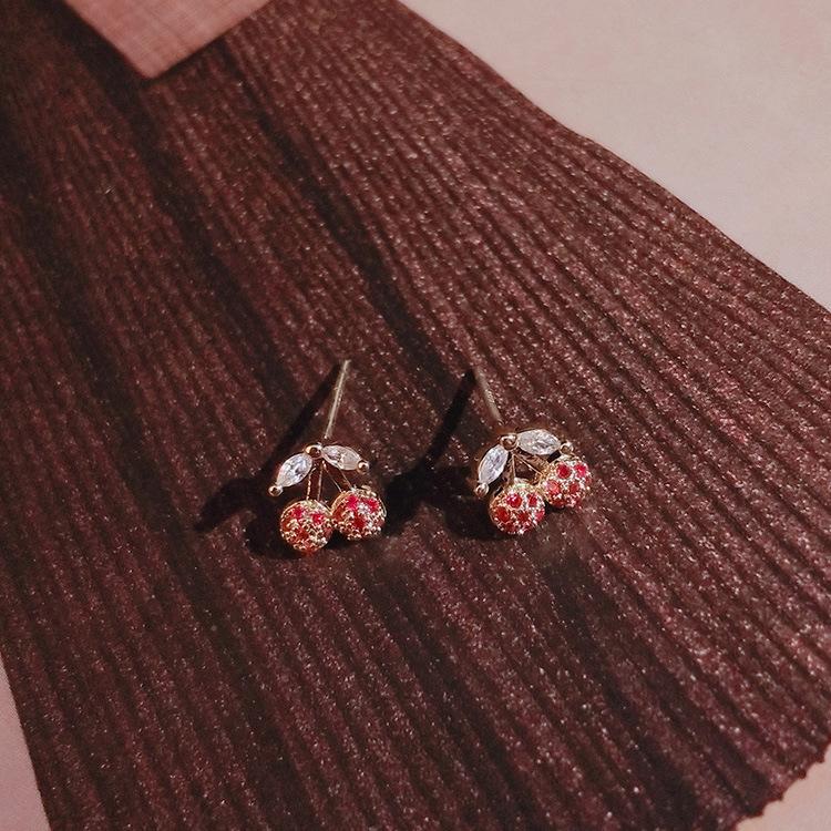 Корейская версия Маленькая Серьга Вишня Модные Серьги Для Пирсинга Ушей Темперамент Простые Маленькие Крутые Женские Серьги