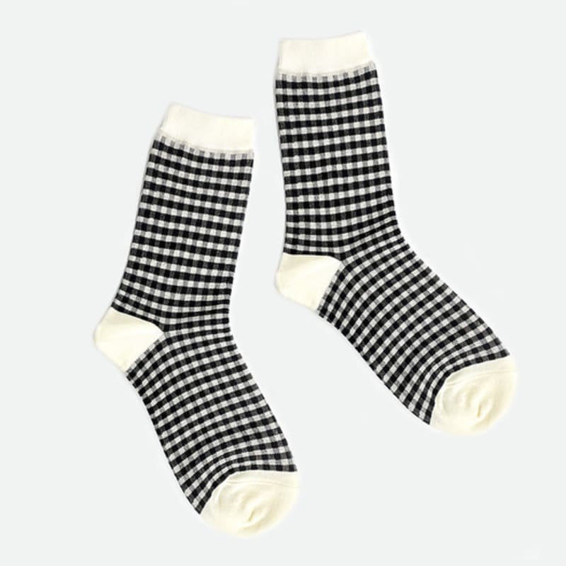 YELLOWSOCKS SMALL GINGHAM CHECK BLACK