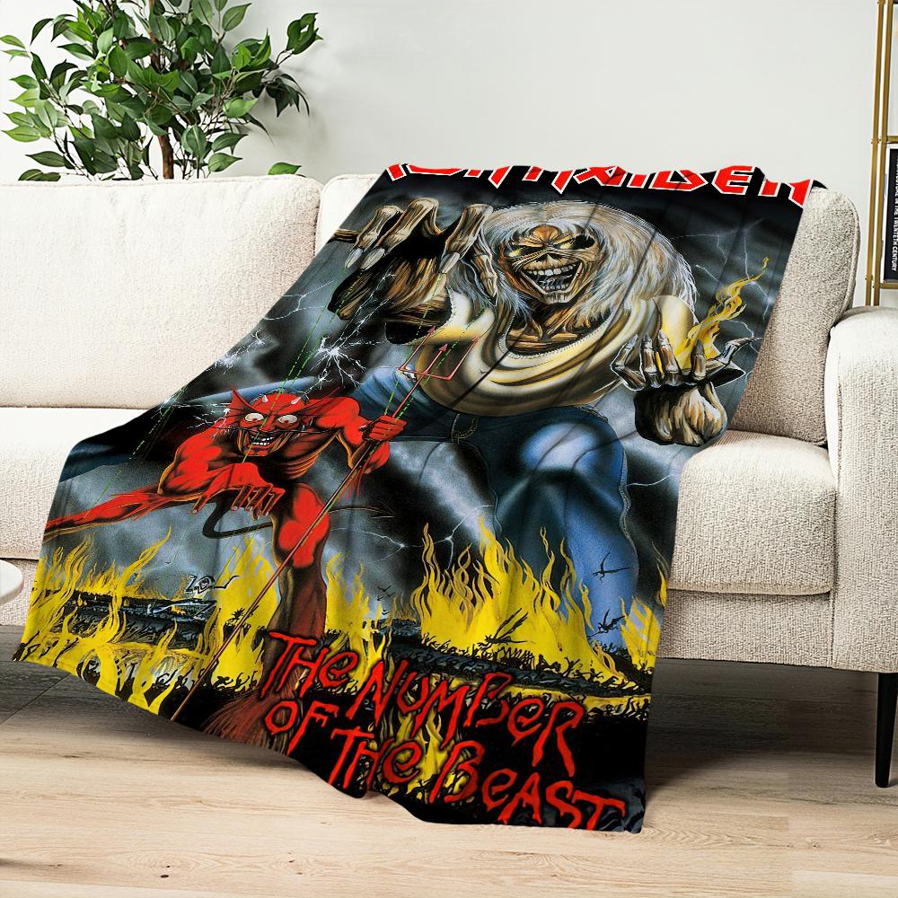 Band Iron Maidens Blanket Skin Friendly Comfort Warm Soft Plush for Sofa Living Room Office Bedroom
