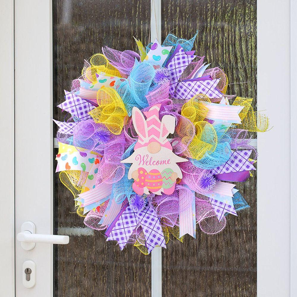 Handmade Easter Dwarf Rabbit Wreath Hanging Door Hanging Garlands Party Favors