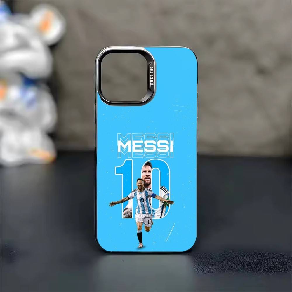 Футбольный L-Лионель м-Месси 10 Чехол для телефона для iPhone 17 16 15 14 13 12 11 Pro Max Plus Серебристый конфетный Матовый чехол