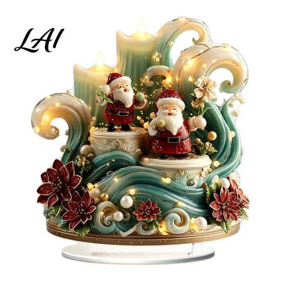 Transparent Acrylic Snow Hut Christmas Table Decoration Double-sided Winter Village/Candle/Teapot House Ornament Holiday Gift Ideas with Stable Base