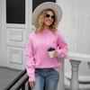 Women Sweater Tops Round Neck Long Sleeve Ribbed Hem Cuff Knitting Tops