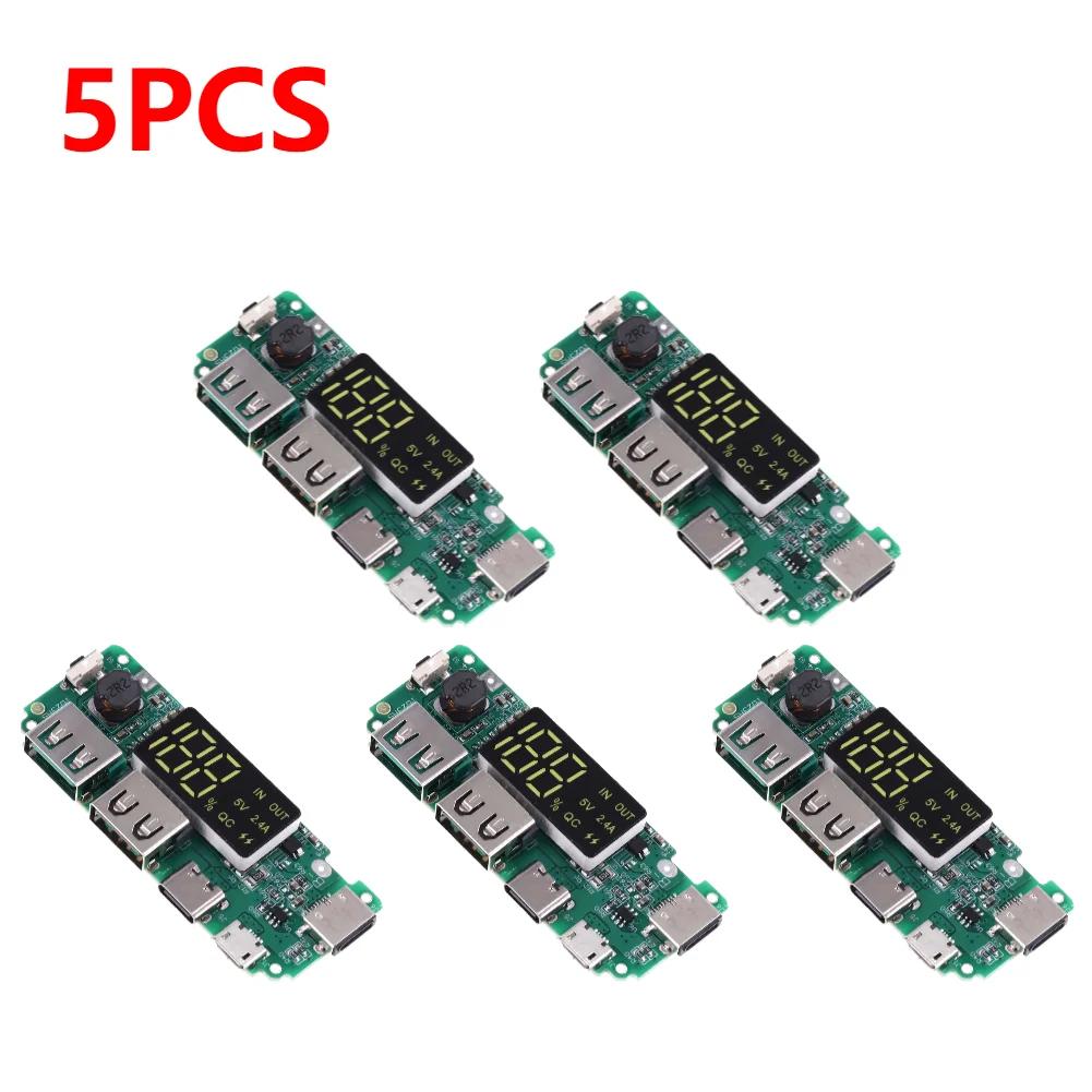 1-10 шт. Мини-модуль зарядки 18650 со светодиодом, двойной USB 5V2.4A 2A /1A, Micro/Type-C USB, плата зарядного устройства для литиевых батарей Power Bank