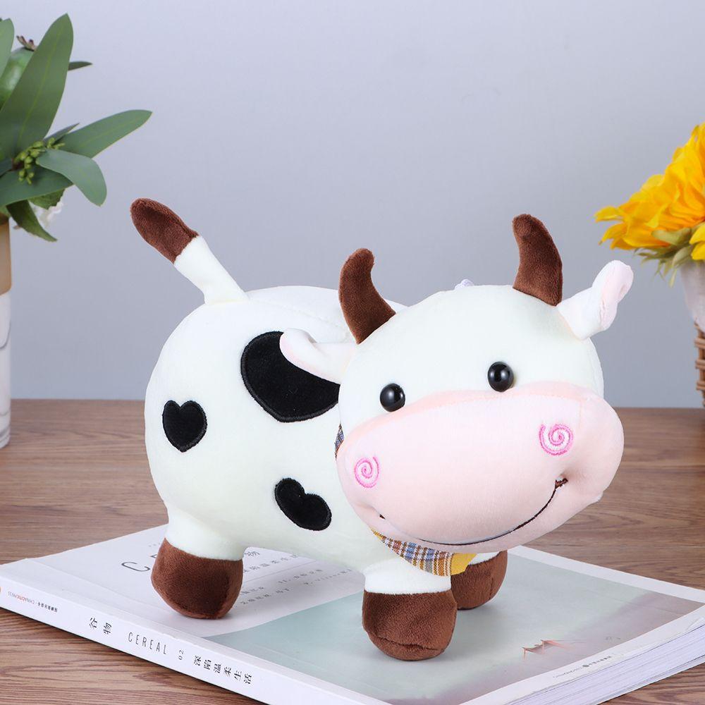 Stuffed & Plush Animals Cute Cartoon Bull Doll Calf with Scarf Little Color Cow Doll Plush Toy