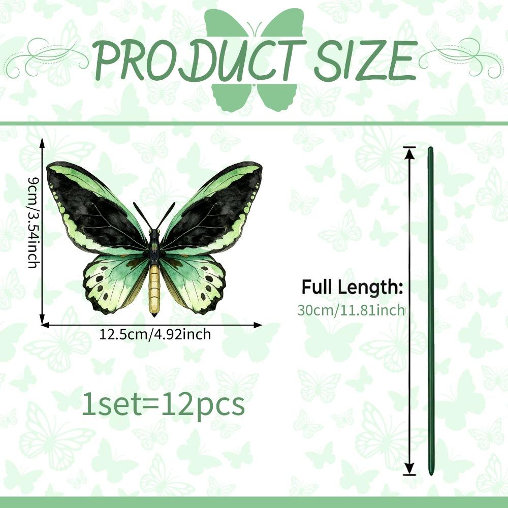 12PCS 3D Butterfly Butterfly Lawn Ornament Landscape Decoration Flower Pot Stakes for Flower Pots